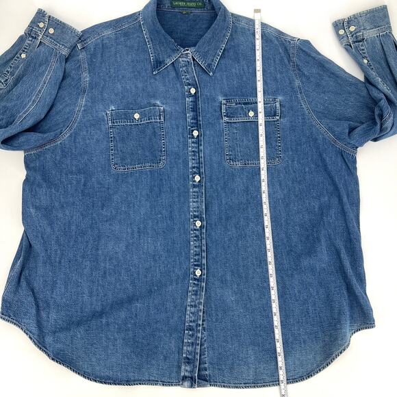 Vintage Lauren Ralph Lauren Womens Denim Button Up Shirt Size 2XL **READ** - Picture 4 of 6